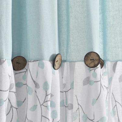Lush Decor Linen Button Botanical Garden Window Curtain Panels Blue/Gray Single 40X84 4 Lush Decor Linen Button Botanical Garden Window Curtain Panels Blue/Gray Single 40X84 - Image 2