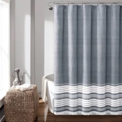 Nantucket Yarn Dyed Cotton Tassel Fringe Shower Curtain - Lush Décor -Lush Decor Store GUEST aca955e2 885d 4d35 8d85 7490af054422