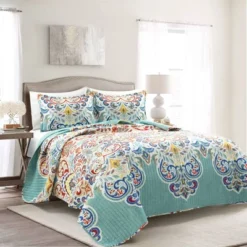 Lush Décor 3pc Boho Chic Reversible Oversized Cotton Quilt Set Seafoam/Red -Lush Decor Store GUEST acc3c24d 41a7 4285 89f2 64623649ef56
