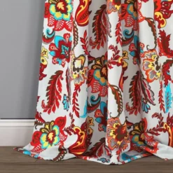 Set Of 2 (95"x38") Zara Jacobean Back Tab Rod Pocket Light Filtering Window Curtain Panels White/Red - Lush Décor 8 Set Of 2 (95"x38") Zara Jacobean Back Tab Rod Pocket Light Filtering Window Curtain Panels White/Red - Lush Décor -Lush Decor Store GUEST b353a76c f835 4c20 9ee2 3540cc8e6a5e