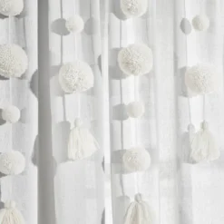 84"x52" Pom-Pom Tassel Linen Light Filtering Window Curtain Panel - Lush Décor 7 84"x52" Pom-Pom Tassel Linen Light Filtering Window Curtain Panel - Lush Décor -Lush Decor Store GUEST b697f796 04f8 49b0 85f9 48242aaa5b9b