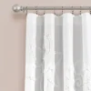 2pk 42"x84" Light Filtering Ruffle Flower Curtain Panels White - Lush Décor: Modern Floral Microfiber, Rod Pocket