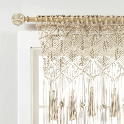 40"x30" Boho Macrame Tassel Cotton Window Valance Tan - Lush Décor 4 40"x30" Boho Macrame Tassel Cotton Window Valance Tan - Lush Décor - Image 2