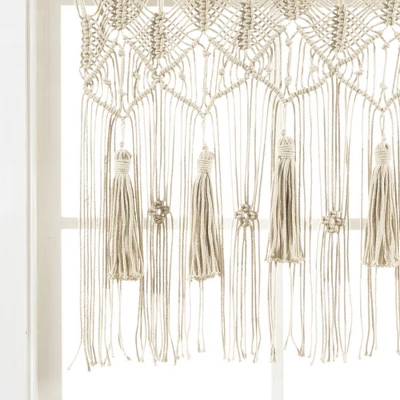 40"x30" Boho Macrame Tassel Cotton Window Valance Tan - Lush Décor 6 40"x30" Boho Macrame Tassel Cotton Window Valance Tan - Lush Décor - Image 4