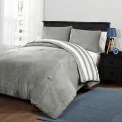 Plush Stripe Comforter Set Gray - Lush Décor -Lush Decor Store GUEST b9f12992 6725 4937 b221 0298f10a6cec