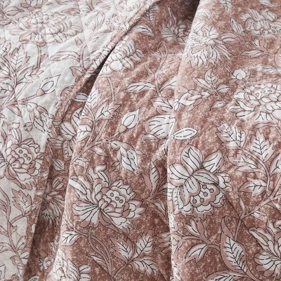 Lush Décor Zara Floral Block Reversible Cotton Throw Blanket Terracotta Single 50x60 5 Lush Décor Zara Floral Block Reversible Cotton Throw Blanket Terracotta Single 50x60 - Image 3