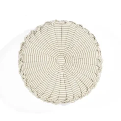 14" Farmhouse Ticking Striped Yarn Dyed Pleated Round Throw Pillow - Lush Décor -Lush Decor Store GUEST c611c82c e2e7 4c6a 9f43 fb64bcaf537f