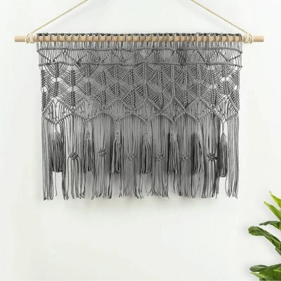 40"x30" Boho Macrame Tassel Cotton Window Valance Gray - Lush Décor 3 40"x30" Boho Macrame Tassel Cotton Window Valance Gray - Lush Décor
