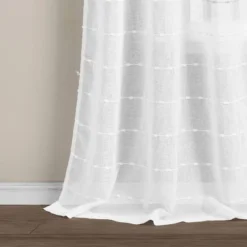 1pc 50"x84" Indoor/Outdoor Sheer Farmhouse Textured Curtain Panel White - Lush Décor 9 1pc 50"x84" Indoor/Outdoor Sheer Farmhouse Textured Curtain Panel White - Lush Décor -Lush Decor Store GUEST ca309a2b 911a 401b a375 c60d1be701a0