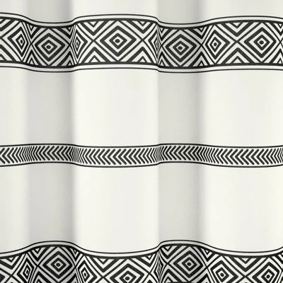 72"x72" Ava Boho Striped Tassel Yarn Dyed Eco-Friendly Recycled Cotton Shower Curtain Black/White - Lush Décor 4 72"x72" Ava Boho Striped Tassel Yarn Dyed Eco-Friendly Recycled Cotton Shower Curtain Black/White - Lush Décor - Image 2