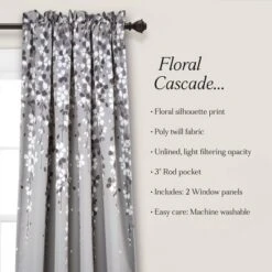 2pk 52"x108" Light Filtering Weeping Flower Curtain Panels Gray - Lush Décor 11 2pk 52"x108" Light Filtering Weeping Flower Curtain Panels Gray - Lush Décor -Lush Decor Store GUEST cb462fd1 12d1 4f9e b84f cfa9f82f44ce