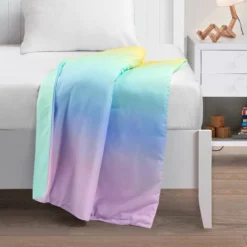 60"x40" 7lbs Kids' Qaanitha Rainbow Ombre Kids'' Washable Reversible Weighted Blanket - Lush Décor