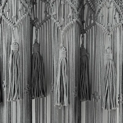 1pc 40"x84" Light Filtering Boho Macrame Tassel Curtain Panel Gray - Lush Décor 6 1pc 40"x84" Light Filtering Boho Macrame Tassel Curtain Panel Gray - Lush Décor - Image 4