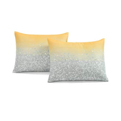 3pc Full/Queen Glitter Ombre Metallic Print Kids' Comforter Set Yellow/Gray - Lush Décor: Teen Bedding, Microfiber 7 3pc Full/Queen Glitter Ombre Metallic Print Kids' Comforter Set Yellow/Gray - Lush Décor: Teen Bedding, Microfiber - Image 5