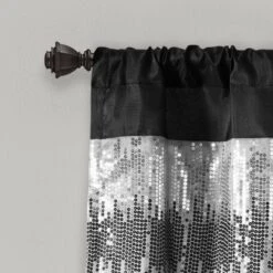 52"x18" Night Sky Sequins Embroidery Window Valance - Lush Décor