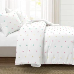 3pc Full/Queen Kids' Rainbow Tufted Dot Oversized Comforter Set - Lush Décor