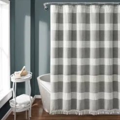 Tucker Stripe Yarn Dyed Cotton Knotted Tassel Shower Curtain - Lush Décor -Lush Decor Store GUEST d303a973 a71a 418d 98c8 48af6e1bbf34