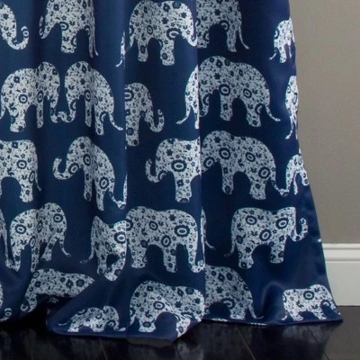 2pk 52"x84" Light Filtering Elephant Parade Curtain Panels Navy - Lush Décor 5 2pk 52"x84" Light Filtering Elephant Parade Curtain Panels Navy - Lush Décor - Image 3