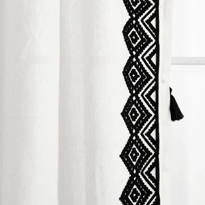 Lush Décor Aztec Diamond Border Tassel Window Curtain Panels Off White/Black Single 52X84 8 Lush Décor Aztec Diamond Border Tassel Window Curtain Panels Off White/Black Single 52X84 - Image 6