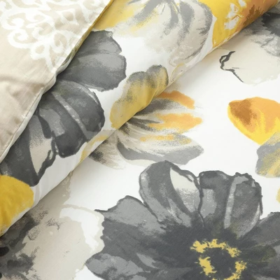 3pc Leah Cotton Duvet Cover Set Yellow/Gray - Lush Décor 4 3pc Leah Cotton Duvet Cover Set Yellow/Gray - Lush Décor - Image 2