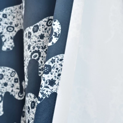 2pk 52"x84" Light Filtering Elephant Parade Curtain Panels Navy - Lush Décor 6 2pk 52"x84" Light Filtering Elephant Parade Curtain Panels Navy - Lush Décor - Image 4