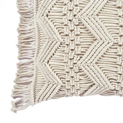 20"x20" Oversize Studio Chevron Macrame Square Throw Pillow Beige - Lush Décor 4 20"x20" Oversize Studio Chevron Macrame Square Throw Pillow Beige - Lush Décor - Image 2