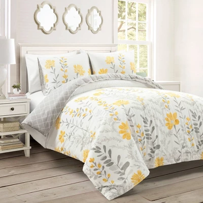 3pc Aprile Cotton Duvet Cover Set Yellow/Gray - Lush Décor 9 3pc Aprile Cotton Duvet Cover Set Yellow/Gray - Lush Décor - Image 7