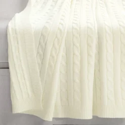 50"x60" Cable Soft Knitted Throw Blanket With Border - Lush Décor -Lush Decor Store GUEST d9e32aed 568c 4581 9755 a4b2481eb42a