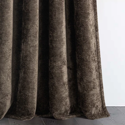 Lush Décor Aspen Luxury Velvet Chenille Window Curtain Panel Brown Single 52x84 5 Lush Décor Aspen Luxury Velvet Chenille Window Curtain Panel Brown Single 52x84 - Image 3