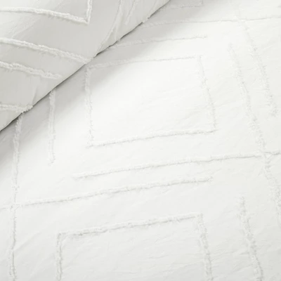 3pc Diamond Clip Jacquard Duvet Cover Set White - Lush Décor 4 3pc Diamond Clip Jacquard Duvet Cover Set White - Lush Décor - Image 2