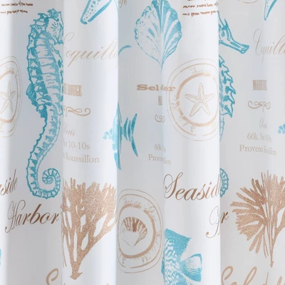 1pc 52"x84" Light Filtering Harbor Life Window Curtain Panel Blue - Lush Décor: Grommet Top, Microfiber, Seahorse Pattern 4 1pc 52"x84" Light Filtering Harbor Life Window Curtain Panel Blue - Lush Décor: Grommet Top, Microfiber, Seahorse Pattern - Image 2