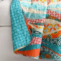 50"x60" Hailey Watercolor Wave Reversible Cotton Throw Blanket Turquoise - Lush Décor -Lush Decor Store GUEST de242535 d6b8 42c9 892c 799b4d566061