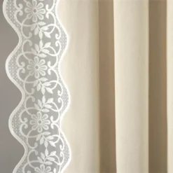 Lush Décor Scalloped Edge Lace Border Window Panel Neutral/Off White Single 52x84 -Lush Decor Store GUEST e10ebd32 477e 470a 989a 3185559be277
