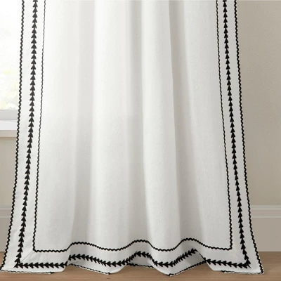 Lush Décor Olivia Ric Rac Embroidery Border Window Panel Light Linen/Black Single 42x84 6 Lush Décor Olivia Ric Rac Embroidery Border Window Panel Light Linen/Black Single 42x84 - Image 4