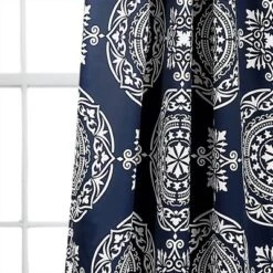 2pk 52"x95" Light Filtering Karmen Medallion Curtain Panels Navy - Lush Décor: 95 Inch Window Curtains, Back Tab -Lush Decor Store GUEST e55880fd c575 4c3f 89a9 f0ceb24716b6