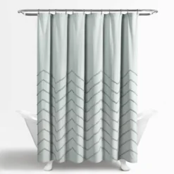 Chenille Chevron Shower Curtain Pastel Blue - Lush Décor
