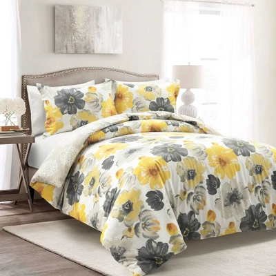 3pc Leah Cotton Duvet Cover Set Yellow/Gray - Lush Décor 10 3pc Leah Cotton Duvet Cover Set Yellow/Gray - Lush Décor - Image 8