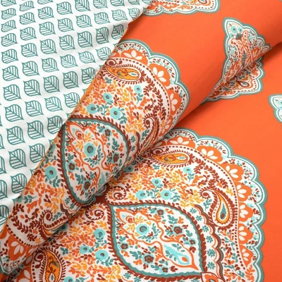 3pc Harley Cotton Duvet Cover Set Tangerine - Lush Décor 4 3pc Harley Cotton Duvet Cover Set Tangerine - Lush Décor - Image 2
