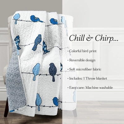 Lush Decor Rowley Birds Throw Blue 8 Lush Decor Rowley Birds Throw Blue - Image 6
