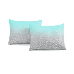 2pc Twin Glitter Ombre Metallic Print Kids' Comforter Set Aqua/Gray - Lush Décor: Teen Bedding, Microfiber, Breathable -Lush Decor Store GUEST ef1a538d c82d 47d7 9147 412b01b30b59