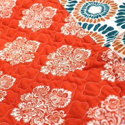 Lush Décor 50"x60" Bohemian Stripe Throw Blanket Turquoise/Orange 4 Lush Décor 50"x60" Bohemian Stripe Throw Blanket Turquoise/Orange - Image 2