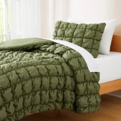 Lush Decor Twin XL Puff Bed Blankets Green 2pc Set