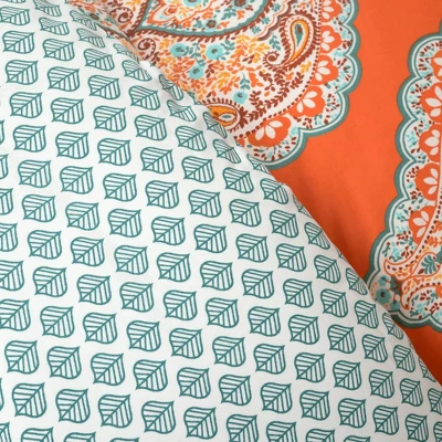 3pc Harley Cotton Duvet Cover Set Tangerine - Lush Décor 8 3pc Harley Cotton Duvet Cover Set Tangerine - Lush Décor - Image 6