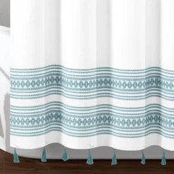 72"x72" Breezy Chic Tassel Jacquard Eco-Friendly Recycled Cotton Shower Curtain Blue - Lush Décor 7 72"x72" Breezy Chic Tassel Jacquard Eco-Friendly Recycled Cotton Shower Curtain Blue - Lush Décor -Lush Decor Store GUEST f278ddeb 6f46 4a02 9413 db7c7590e88e