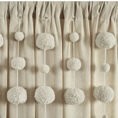 Boho Pom Pom Tassel Linen Window Curtain Panel - Lush Décor 4 Boho Pom Pom Tassel Linen Window Curtain Panel - Lush Décor - Image 2