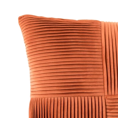 20"x20" Oversize Sheldon Pleat Solid Square Throw Pillow Orange - Lush Décor 3 20"x20" Oversize Sheldon Pleat Solid Square Throw Pillow Orange - Lush Décor - Image 2