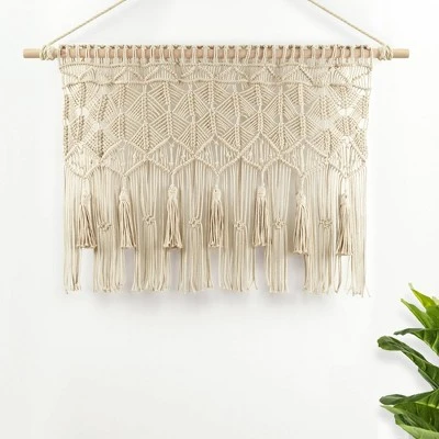 40"x30" Boho Macrame Tassel Cotton Window Valance Tan - Lush Décor 3 40"x30" Boho Macrame Tassel Cotton Window Valance Tan - Lush Décor