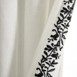 Lush Décor Luxury Modern Flower Linen Like Embroidery Border Window Curtain Panel Off White/Black Single 52X84 -Lush Decor Store GUEST f78d83cf 6851 4d53 9fe9 126b155dee2b