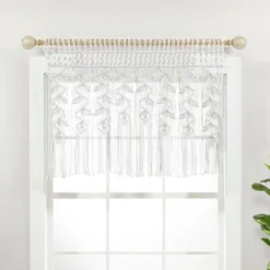 30"x40" Boho Macrame Leaf Cotton Kitchen Curtain Valance - Lush Décor -Lush Decor Store GUEST f83ff7d3 8b2a 4cba 8951 4861f41343e3