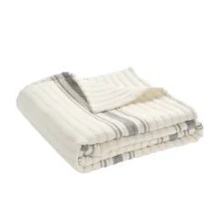 50"x60" Farmhouse Striped Kantha Pick Stitched Yarn Dyed Cotton Woven Throw Blanket - Lush Décor -Lush Decor Store GUEST f9773588 5c3f 4388 96d0 9fe285a7dd41